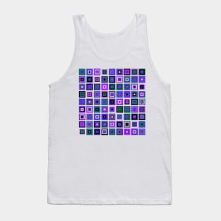 Abstract Square Geometric | Pop Fashion Modern Fusion Layered Blue Green Pink Tank Top